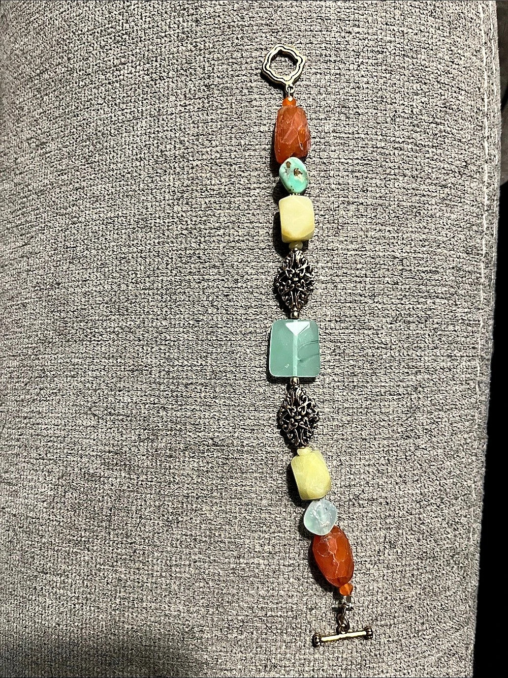 Barse Beaded Toggle Bracelet in Orange & Green Like New